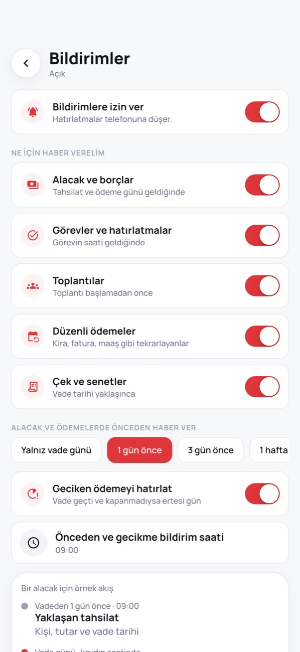 Bildirimler ekranı
