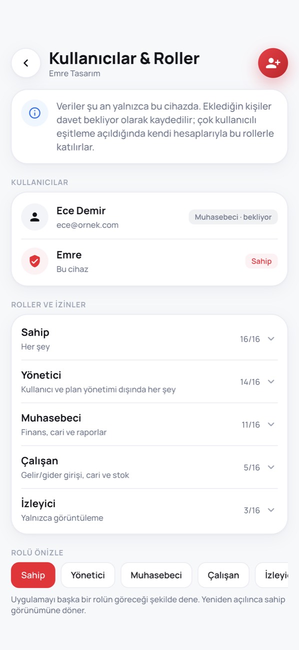 Çoklu Kullanıcı ekranı