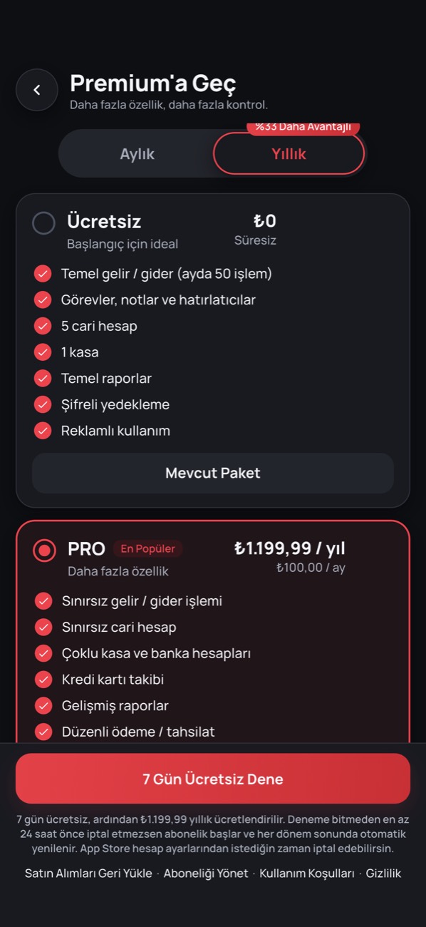 Paketler & Reklamlar ekranı