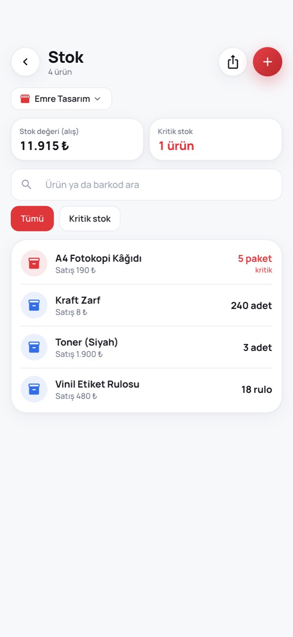 Stok ekranı
