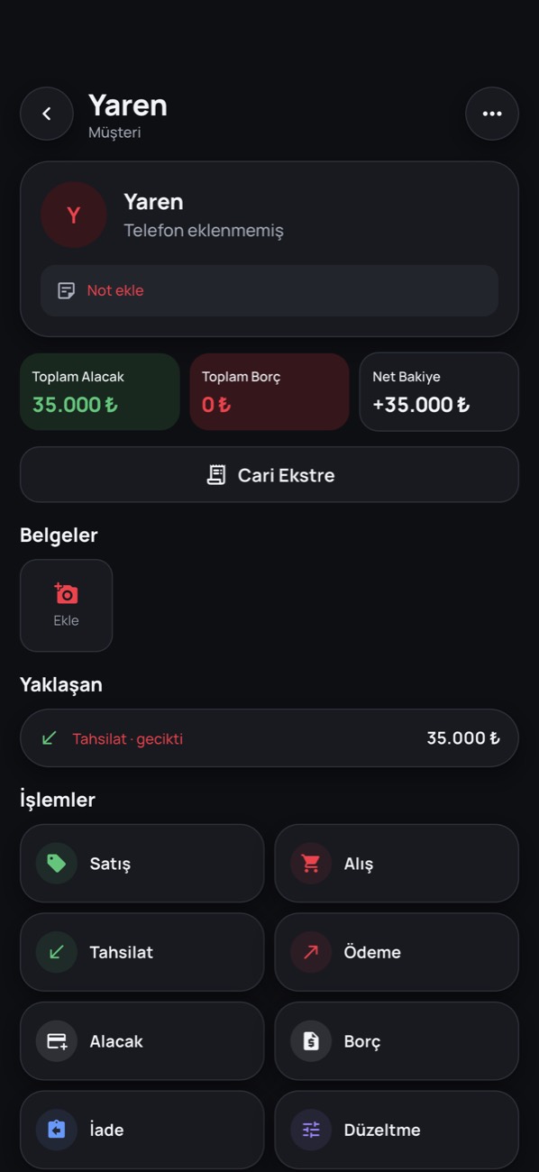 Tahsilat & Ödemeler ekranı