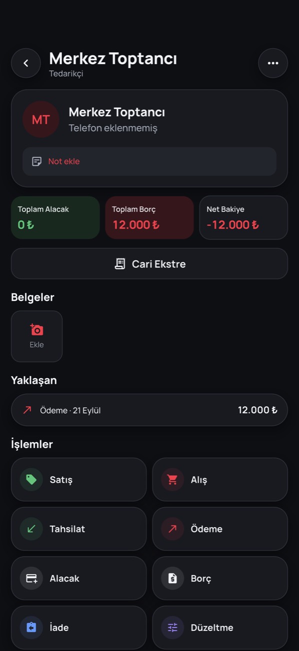Tedarikçi Takibi ekranı